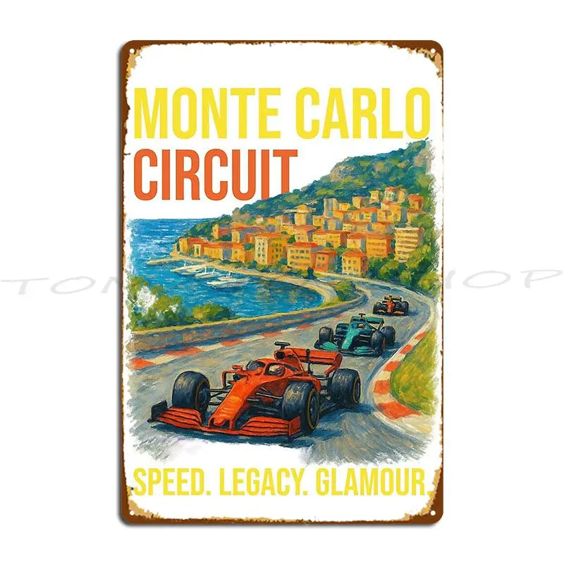Monte Carlo Circuit Vintage Style F1 Monaco Grand Prix Metal Sign Cinema Cave Club Party Garage Designs Tin Sign Poster