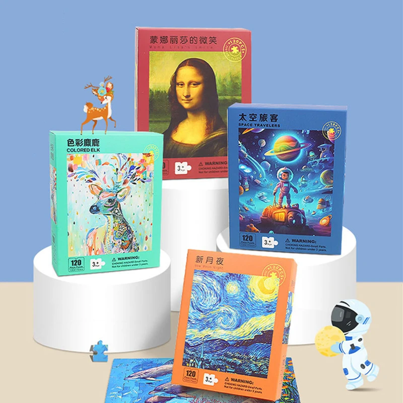 120-teiliges Puzzle aus Papier, Cartoon-Motiv, zum Zusammenbauen von Bildern, berühmte Malerei, Anti-Stress-Puzzles, Spielzeug für Erwachsene und Kinder, Weihnachtsgeschenke