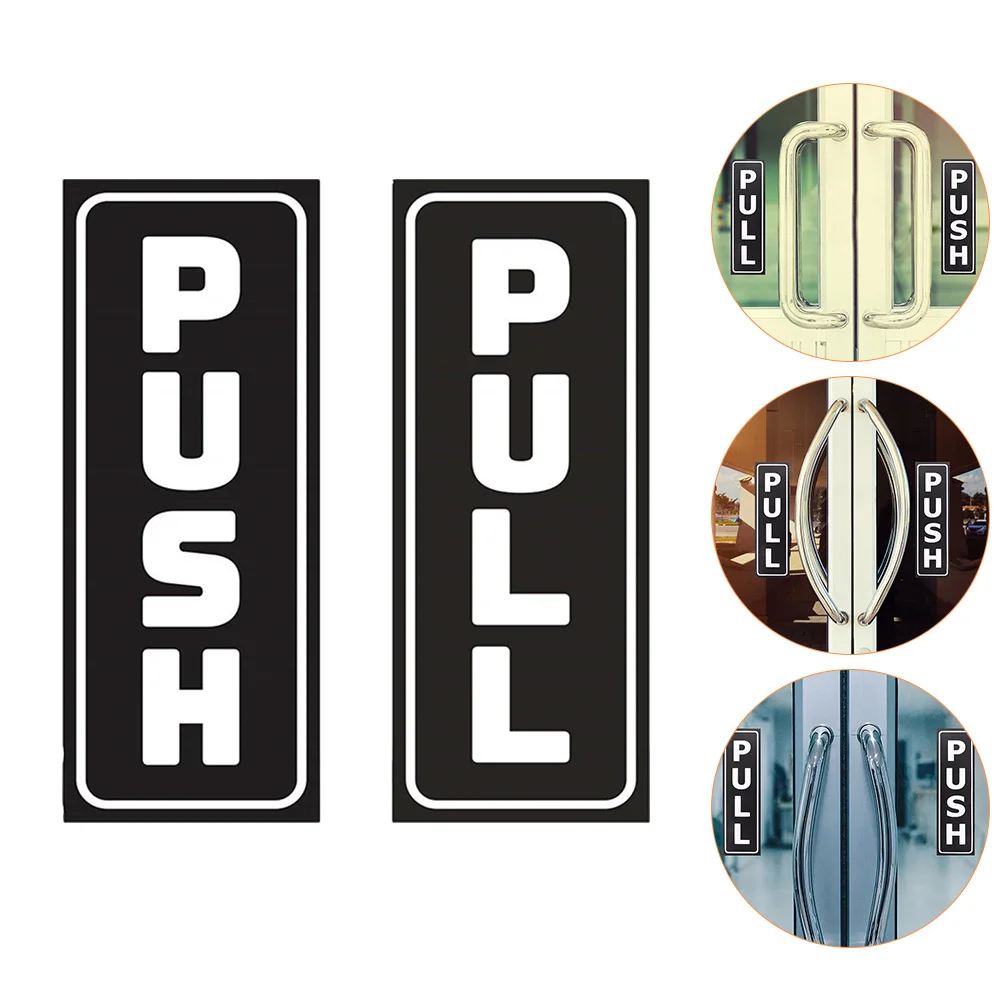 

1Set Creative Push Pull Stickers Removable Door Signs Striking Colors Clear Text for Offices Stores Restaurants
