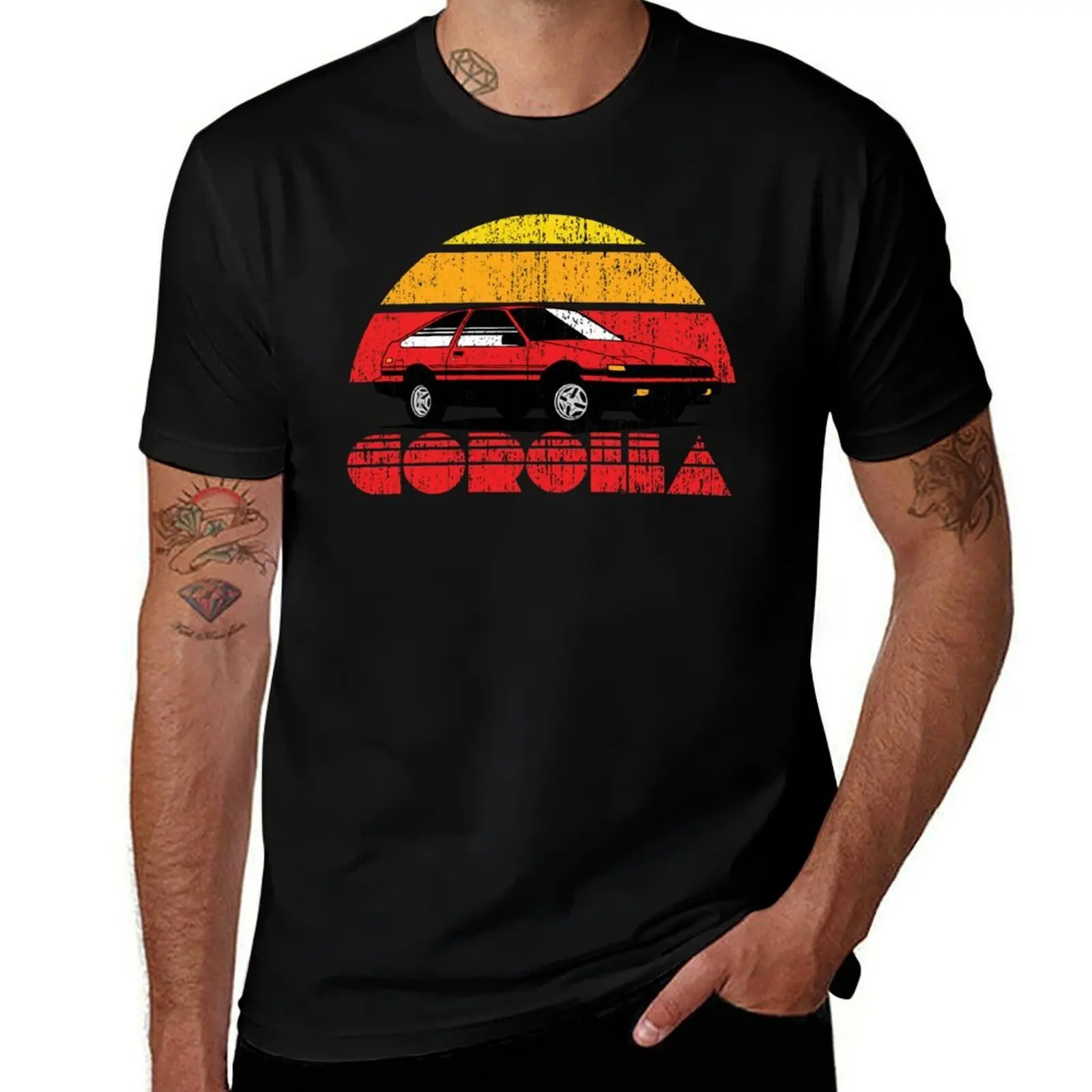 Distressed Retro Corolla T-Shirt Dry Fit Athletic Short Sleeve Shirt T-Shirt