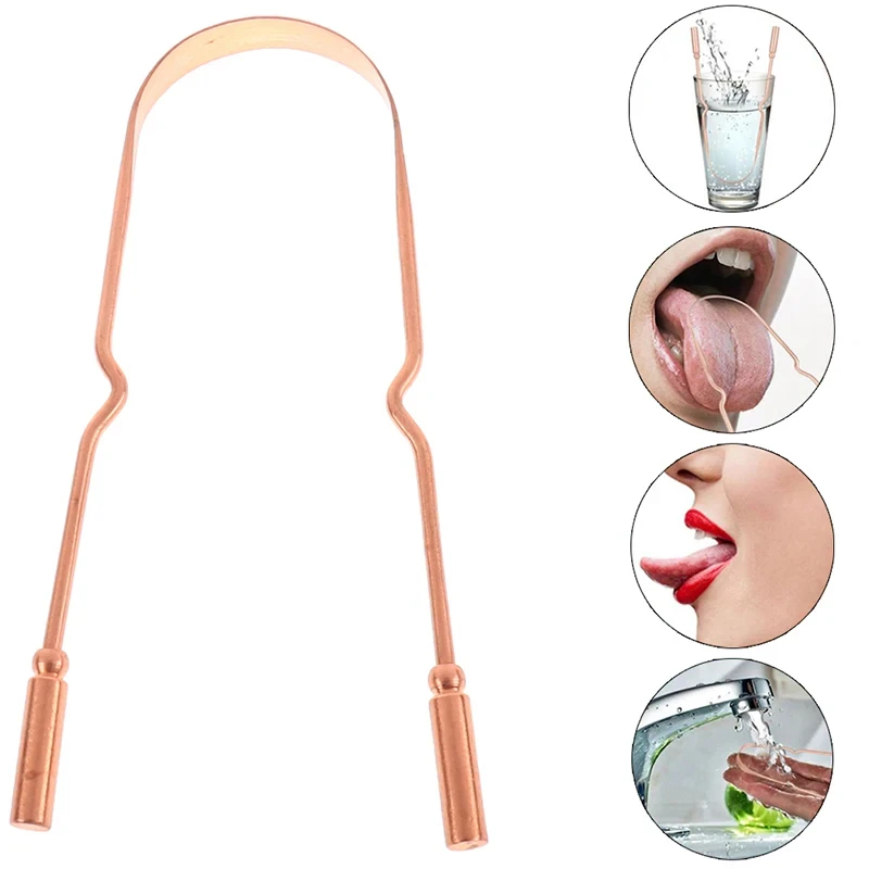 100Pcs Pure Copper Tongue Scraper Oral Cleaner Brush Fresh Cleaning Hygiene High Quality Tounge Scraper