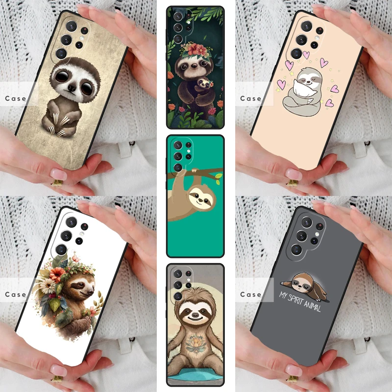 Cute Sloth Animals TPU Phone Case for Samsung Galaxy S26 S25 S24 S23 S22 S21 S20 Note10 Plus FE Ultra Cover