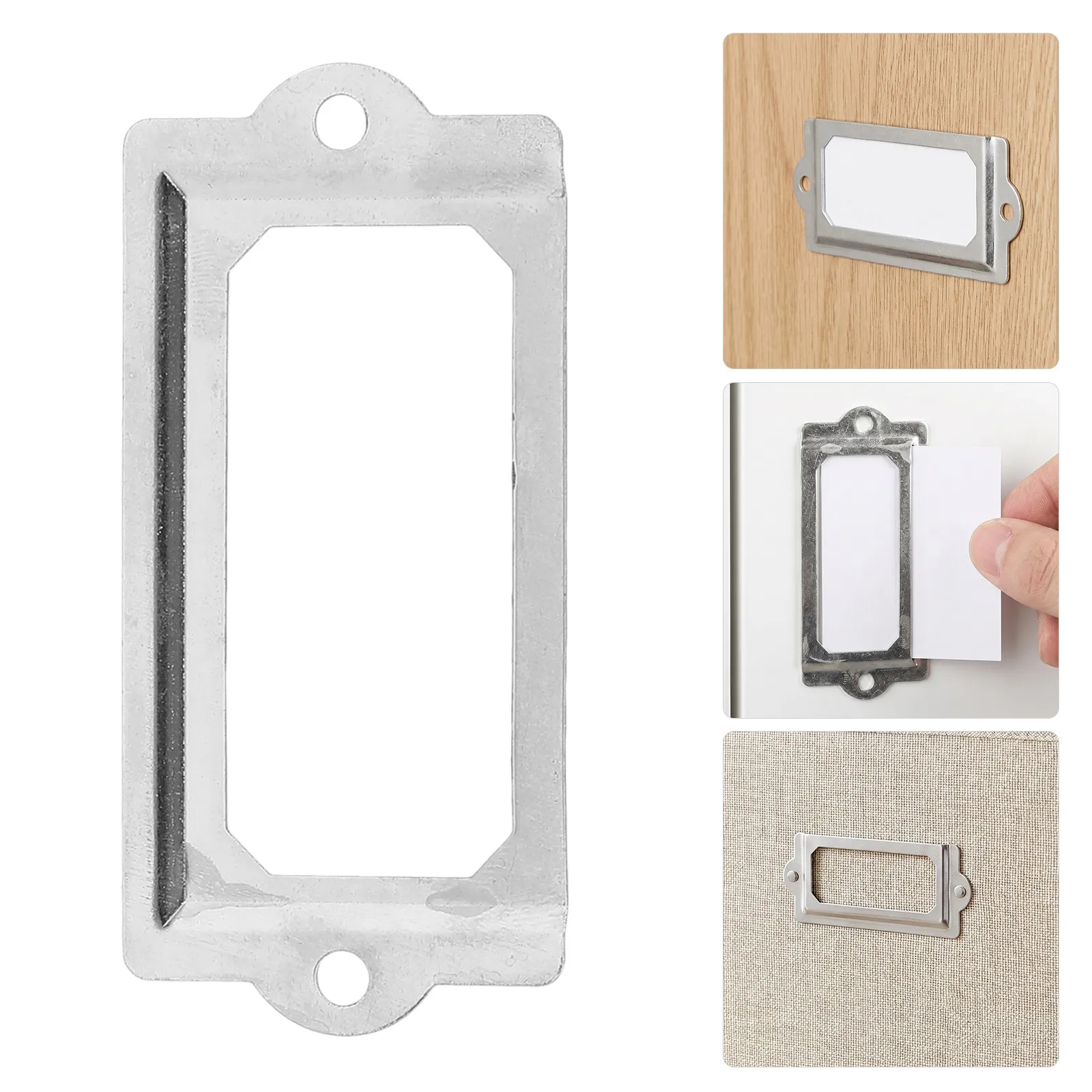 30Pcs File Cabinet Label Holders Vintage Metal Drawer Name Card Frames Plates Office Storage Organization Silver