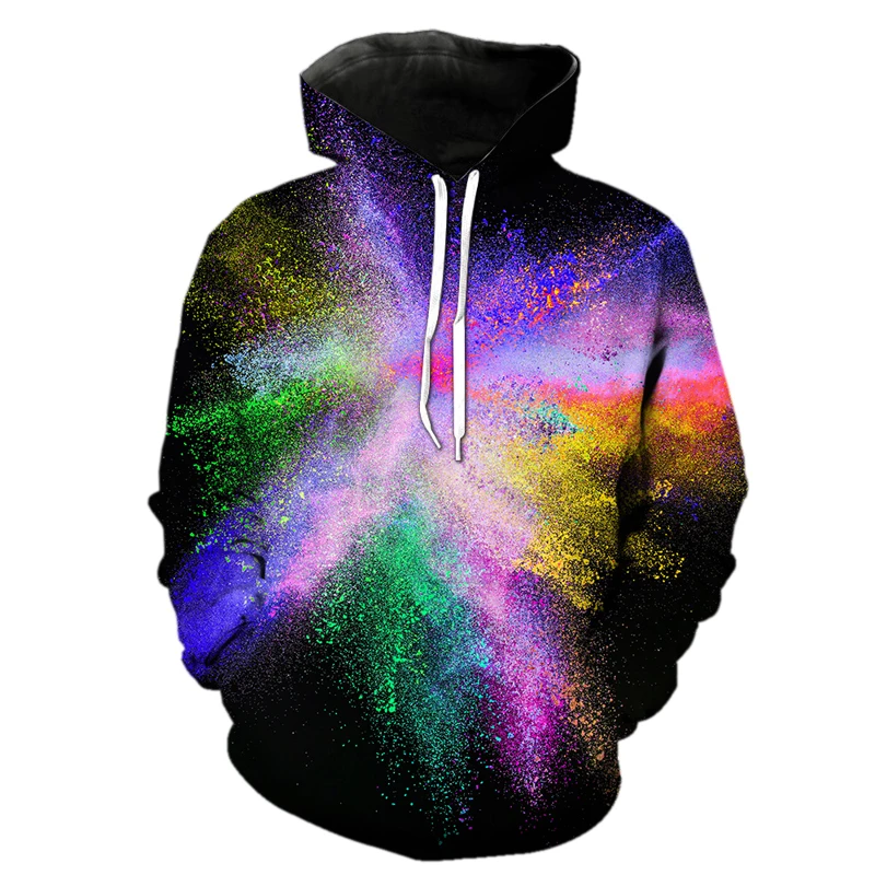 Men's Hip Hop Street 3D Printing Hoodies Brilliant Fireworks Unique Design Pullover Sweatshirt Cool Autumn Fashion New Hooded