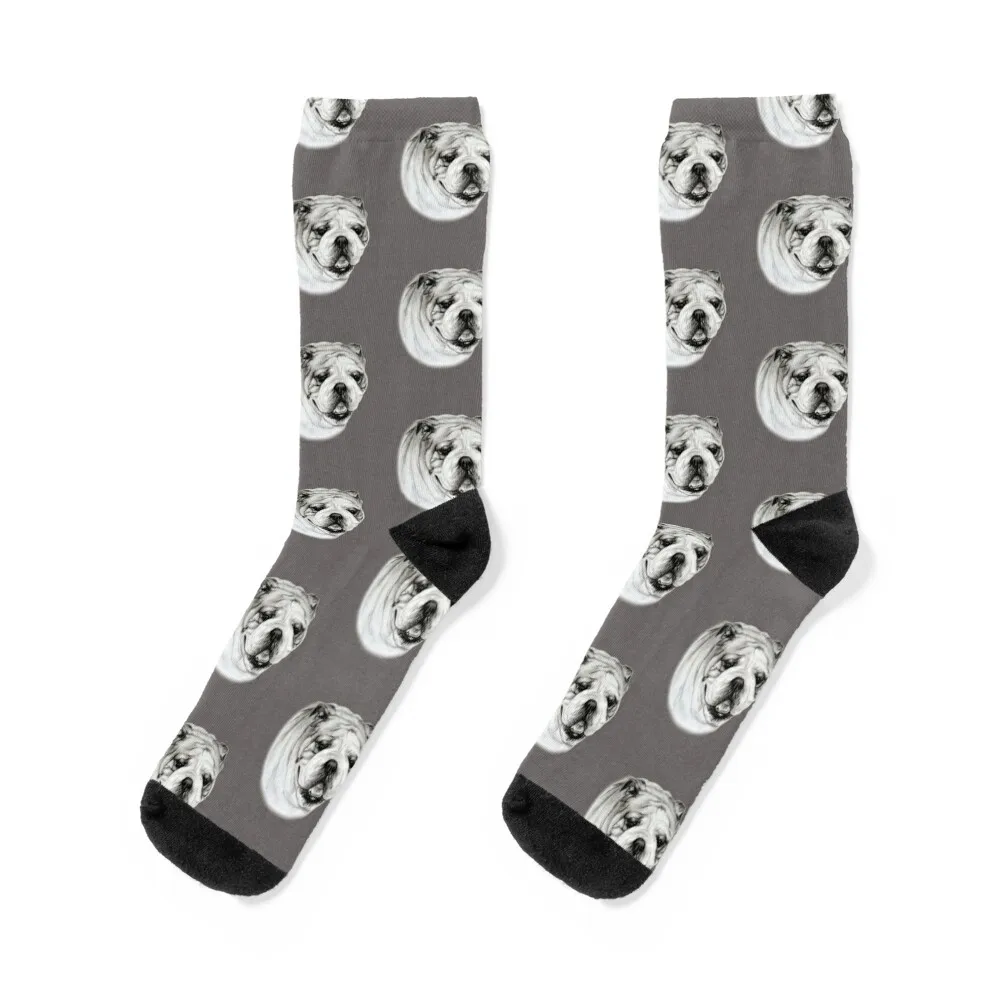 

English Bulldog Portrait Socks basketball floor funny gifts custom sports Designer Man Socks Women's