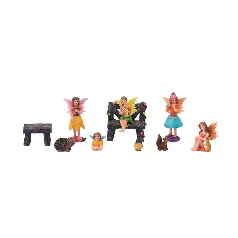 10Pcs/Lot Garden Fairies Statues Outdoor Decor Fall Winter Patio Lawn Yard Decoration Housewarming Gift