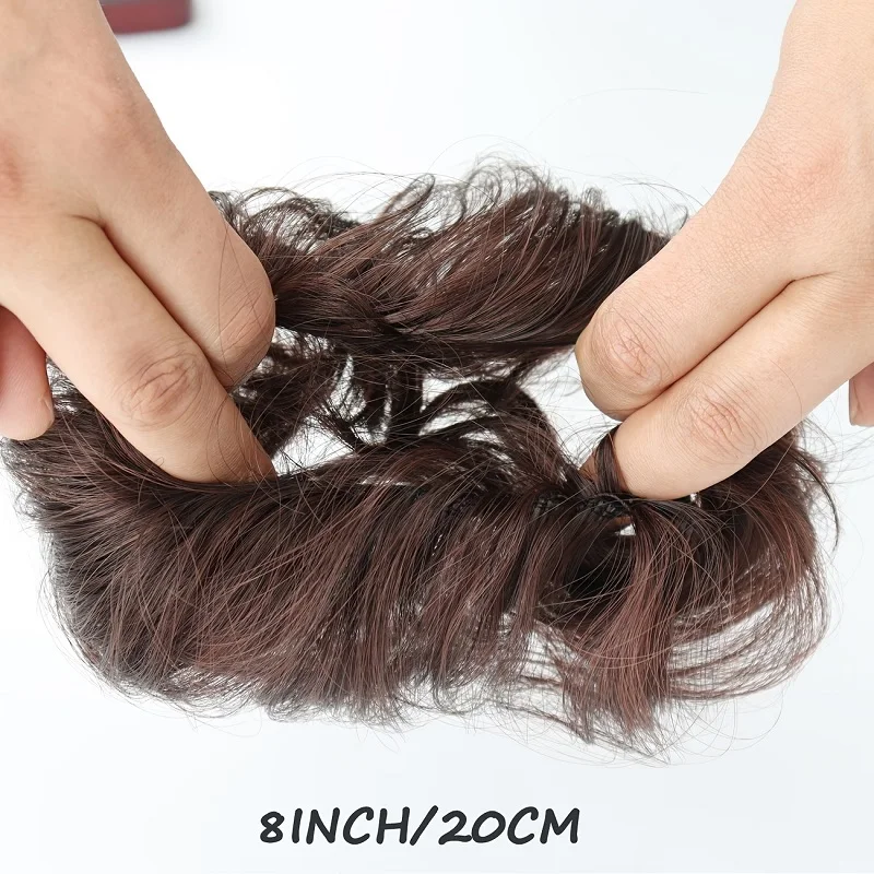 Synthetic Elegant Messy Straight Hair Bun Hair Scrunchie Heat Resistant Soft Hair Ring For Women Daily Use