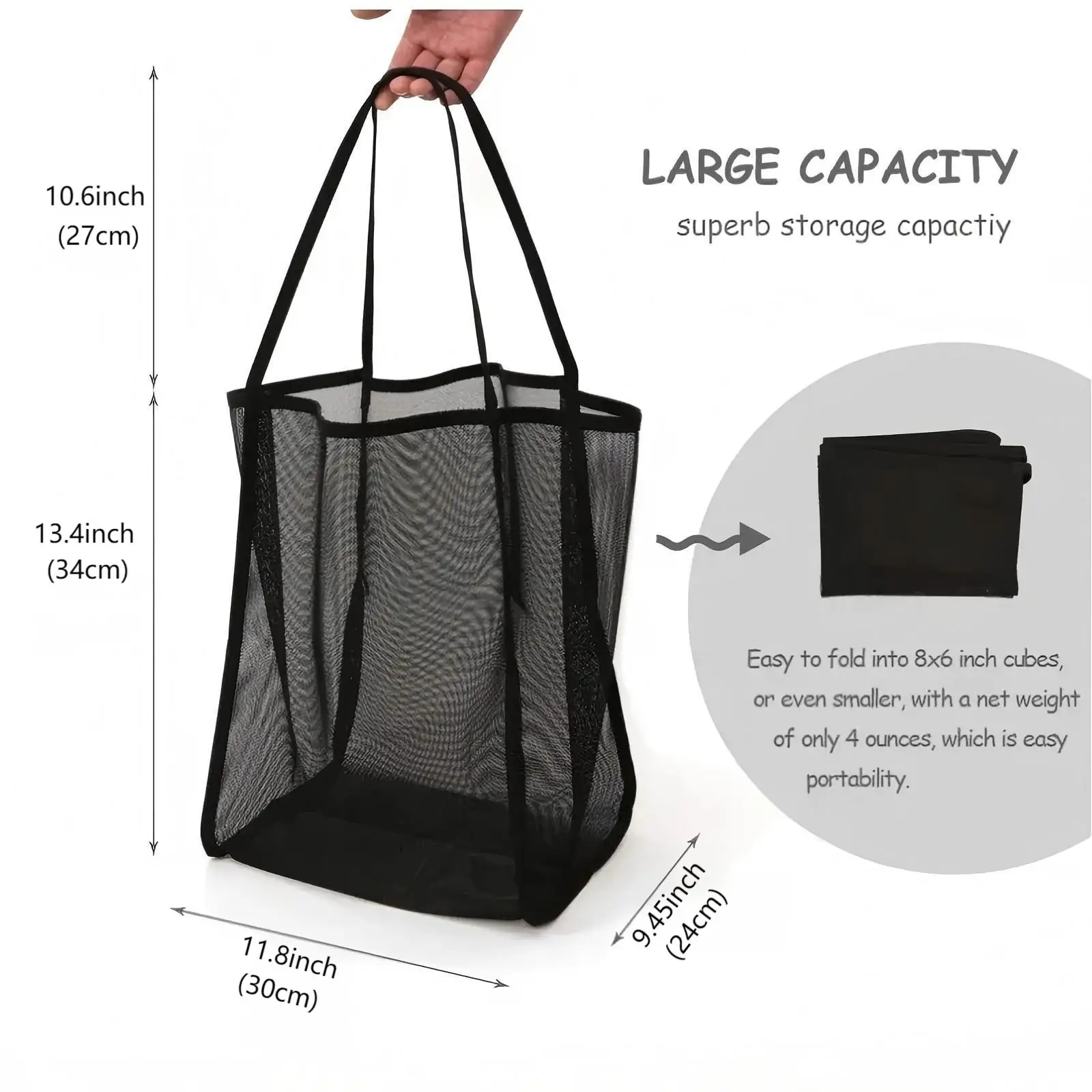 Bolsas de compras, bolsas de viaje, bolsas de playa, gran capacidad, plegables, bolsas de malla, bolsas de cosméticos para mujer