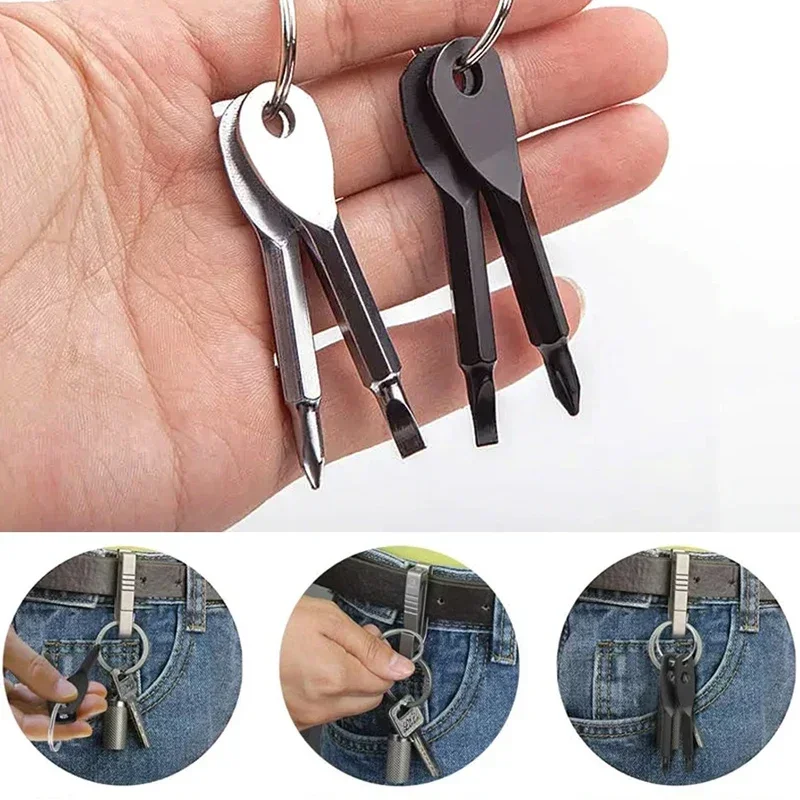 Keychain Cross Screw Driver Mini Screwdriver Outdoor Survival Edc Camping Equipment Carabiner Locking Climbing Multi Tool