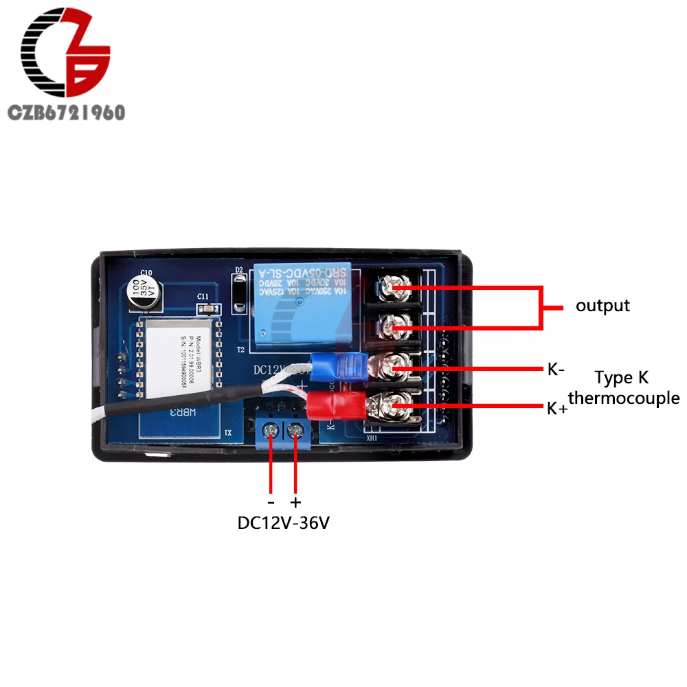 WIFI Remote High Temperature Digital Thermostat K-type Thermocouple High Temperature Controller -99~999 Degree DC 220V 1500W 12V