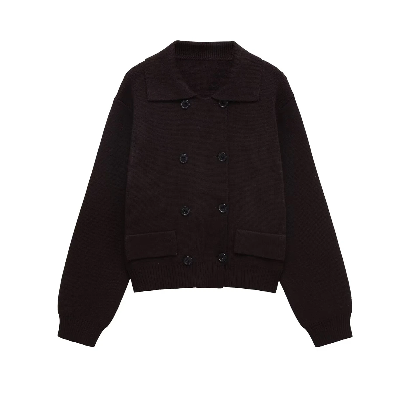 

Женский вязаный кардиган, куртка 2025 года, новый стиль, женский повседневный модный двубортный кардиган с воротником