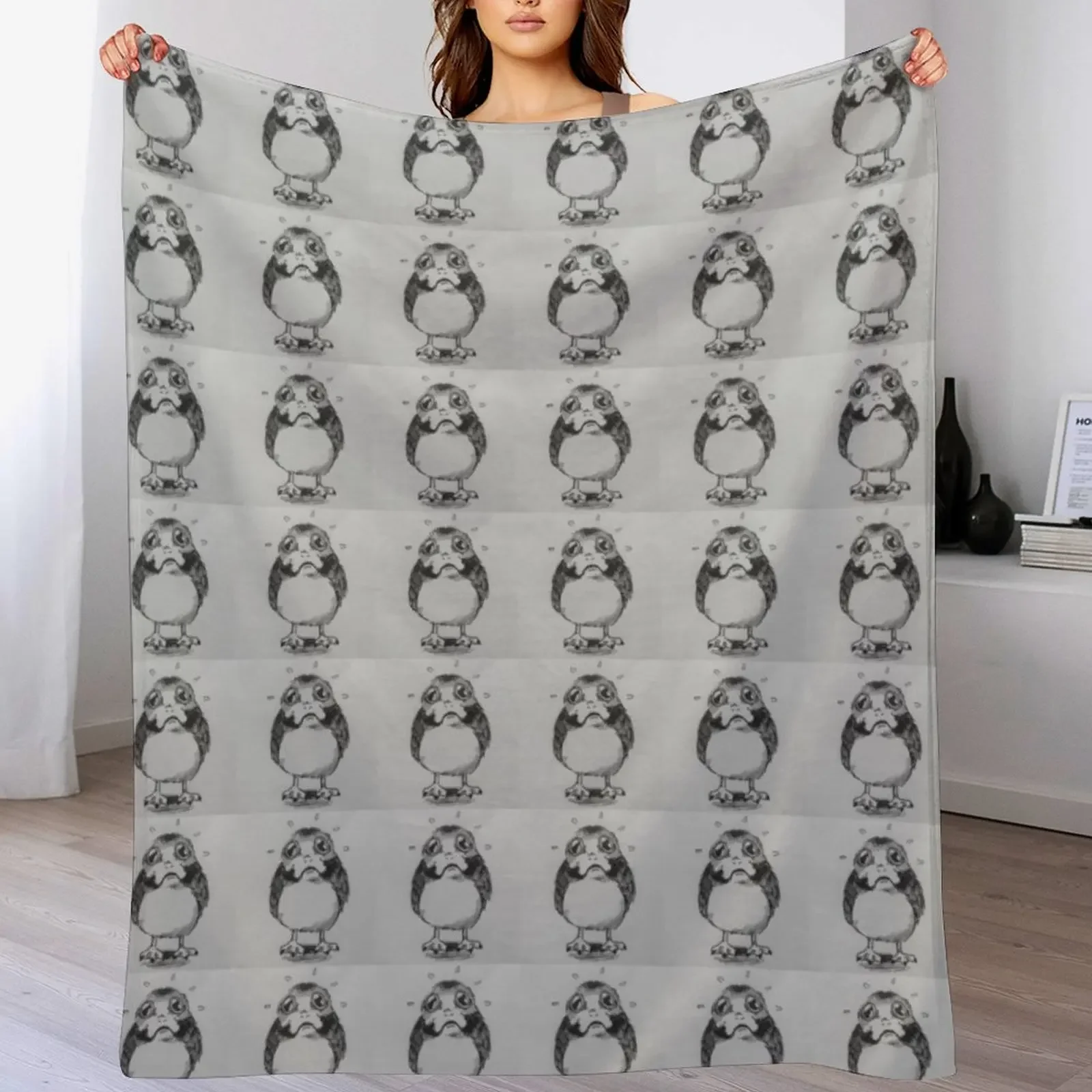 

scared porg Throw Blanket Faux Fur Soft Warm Blanket for Bed