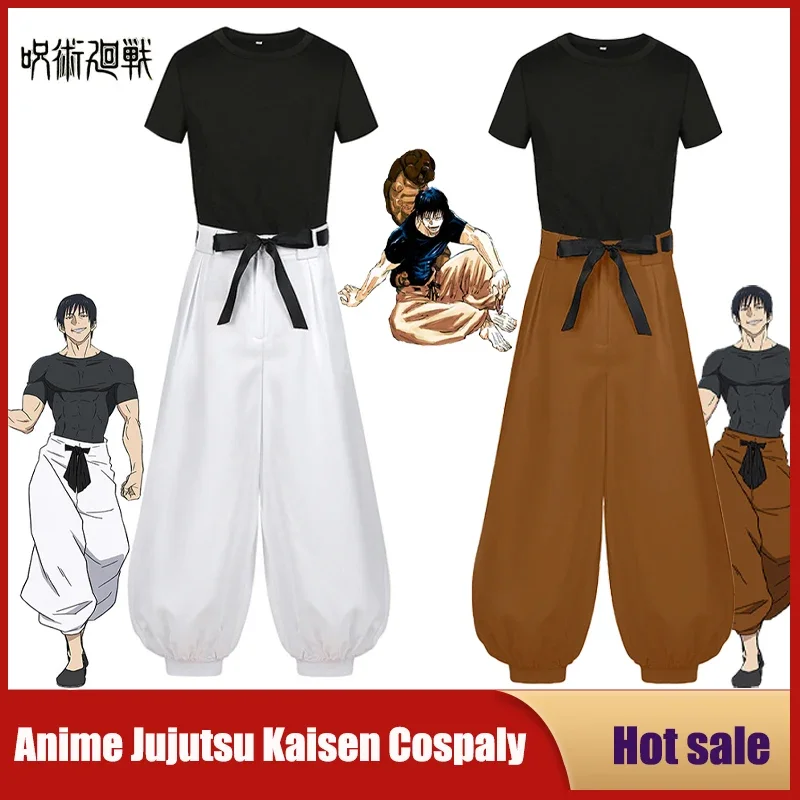 Anime Jujutsu Kaisen Fushiguro Toji Cosplay Costume Adult Unisex Short Sleeve Pants Suit Halloween Party Rave Combat Cos Gift