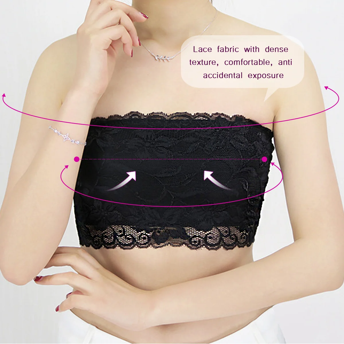 Lace Panel for Back of Dress White Tube Top Padded Shoulder Strap Women's Belts