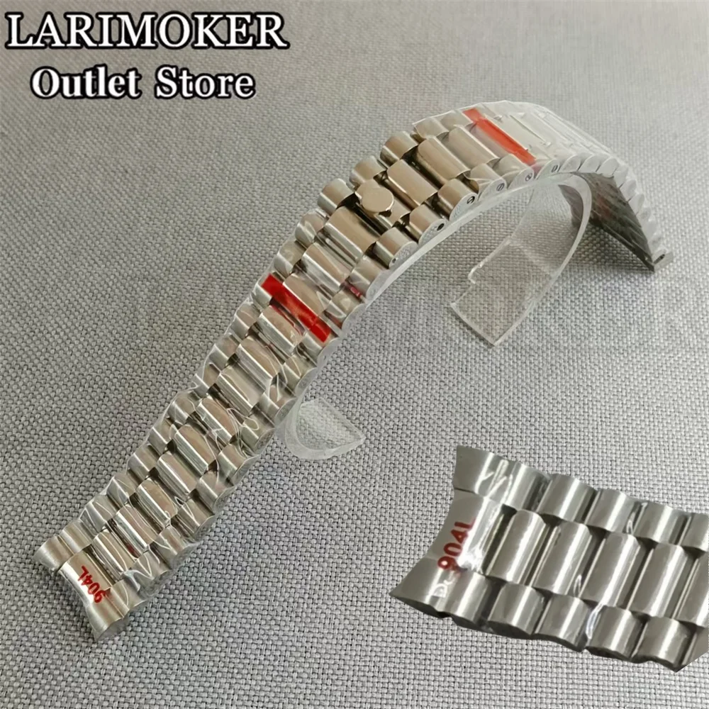 20mm Double End Link Strap Silver Gold Strap Folding Buckle 904L Stainless Steel Strap Fits the 36mm-40mm Case Strap