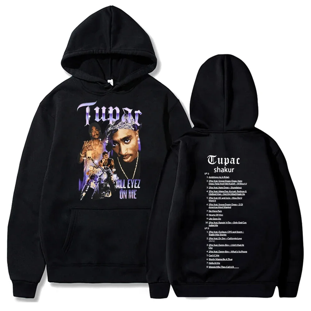 Rapper Tupac 2pac Hoodies Men Women Sweatshirts Hip Hop Streetwear Shakur Printed Pullover Casual Fleece Oversized Long Sleeve