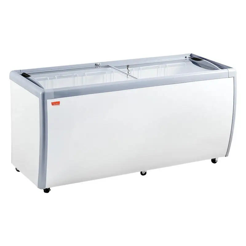 Vitrine à glaces commerciale, congélateur 567 L, congélateur mobile avec étagère en verre, armoire à gelato pour restaurant avec 12 grands récipients, 2 portes coulissantes en verre, roulettes verrouillables, blanc