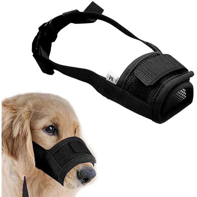 Muselière réglable pour chien, couvre-bouche respirant, collier anti-aboiement, muselières pour animaux de compagnie, accessoires pour chiens