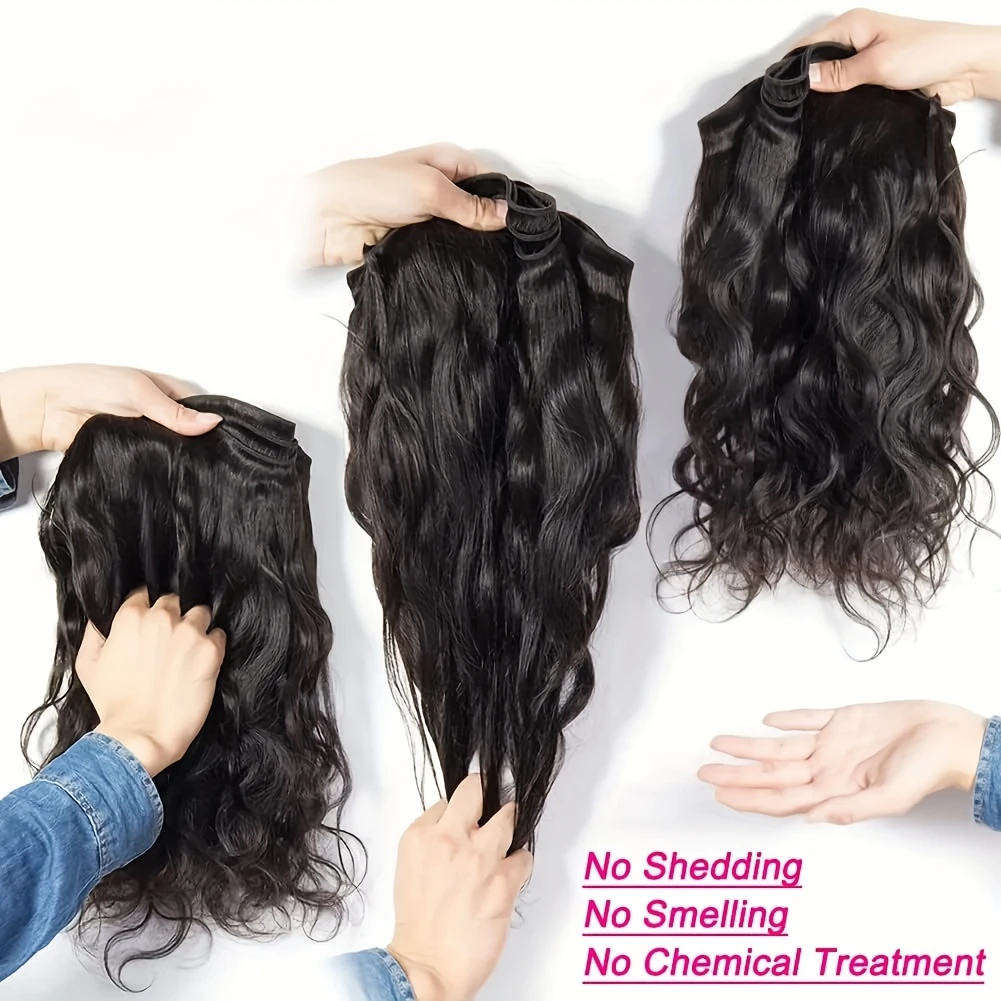 15A Human Hair Bundles 30 32 34 36 Inch Body Wave Bundles Human Hair Extensions Quick Weave Hair Bundles Brazilian Body Wave 4 Bundles Deals Natural Black