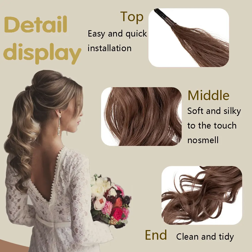 Synthetic Ponytail Extension 30 Inch Flexible Wrap Around Ponytail Hair Extensions Long Wavy Hairpieces For Women Daily Use