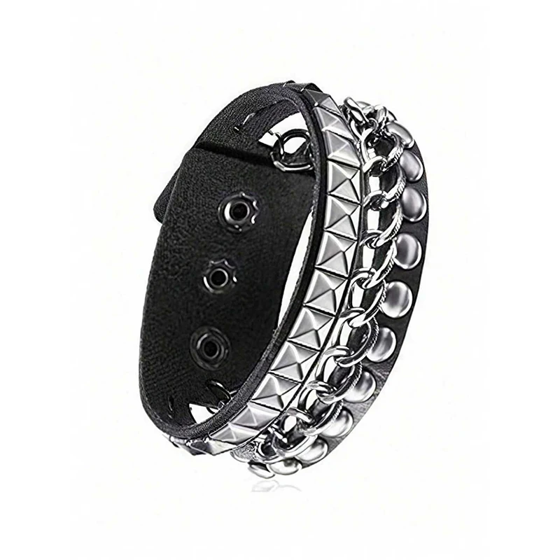 3 pieces/set Gothic punk rock jewelry set - studded bracelet, daily and party Gothic accessories Valentine's Day birthday gift
