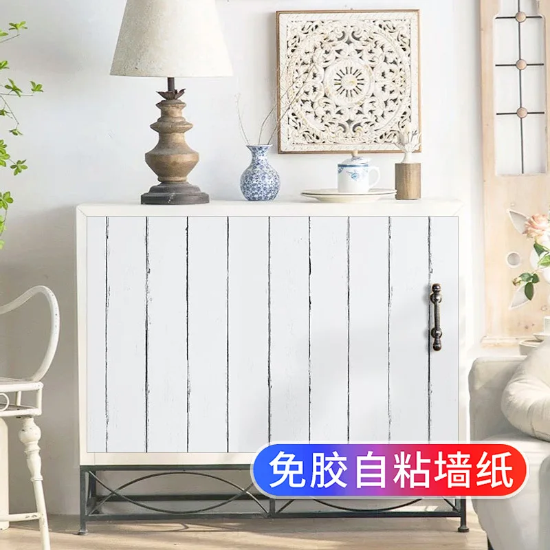 ورق حائط ذاتي اللصق من الخشب الأبيض مقاوم للماء للأثاث القديم يغطي البقع القبيحة تجديد خزانة خزانة الأحذية الكابينة
