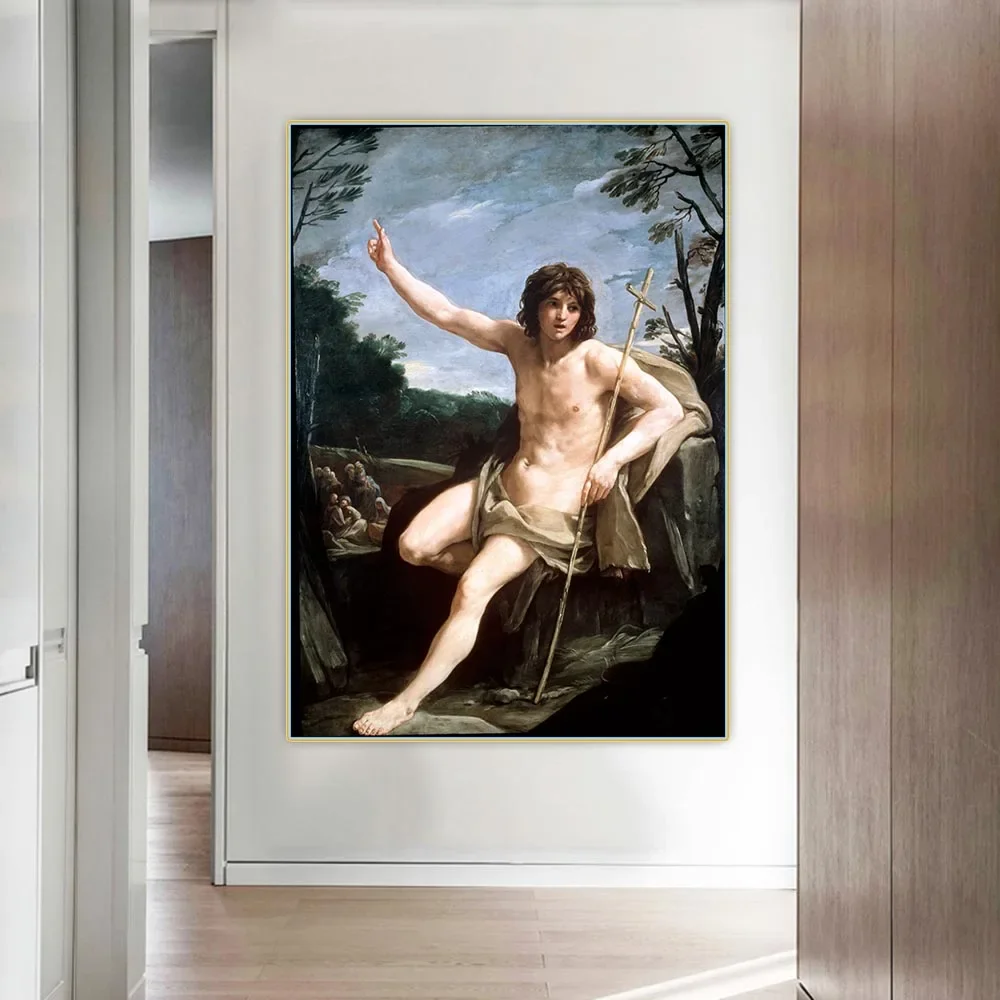 Guido Reni - St John the Baptist in the Wilderness Canvas Oil Painting Aesthetics Picture Wall Decorative Decor Home Decoration