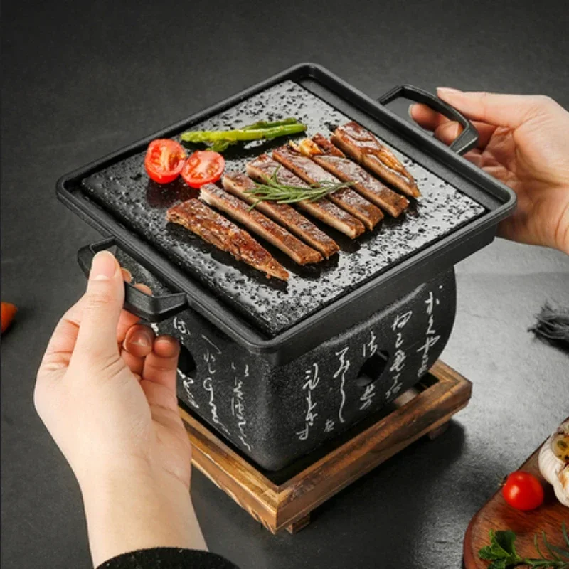 

Lava Hot Cooking Stone with Stove Set Japanese Steak Hot Stones Indoor Grill Sizzling Hot Steak Stone Cooking Rock Set