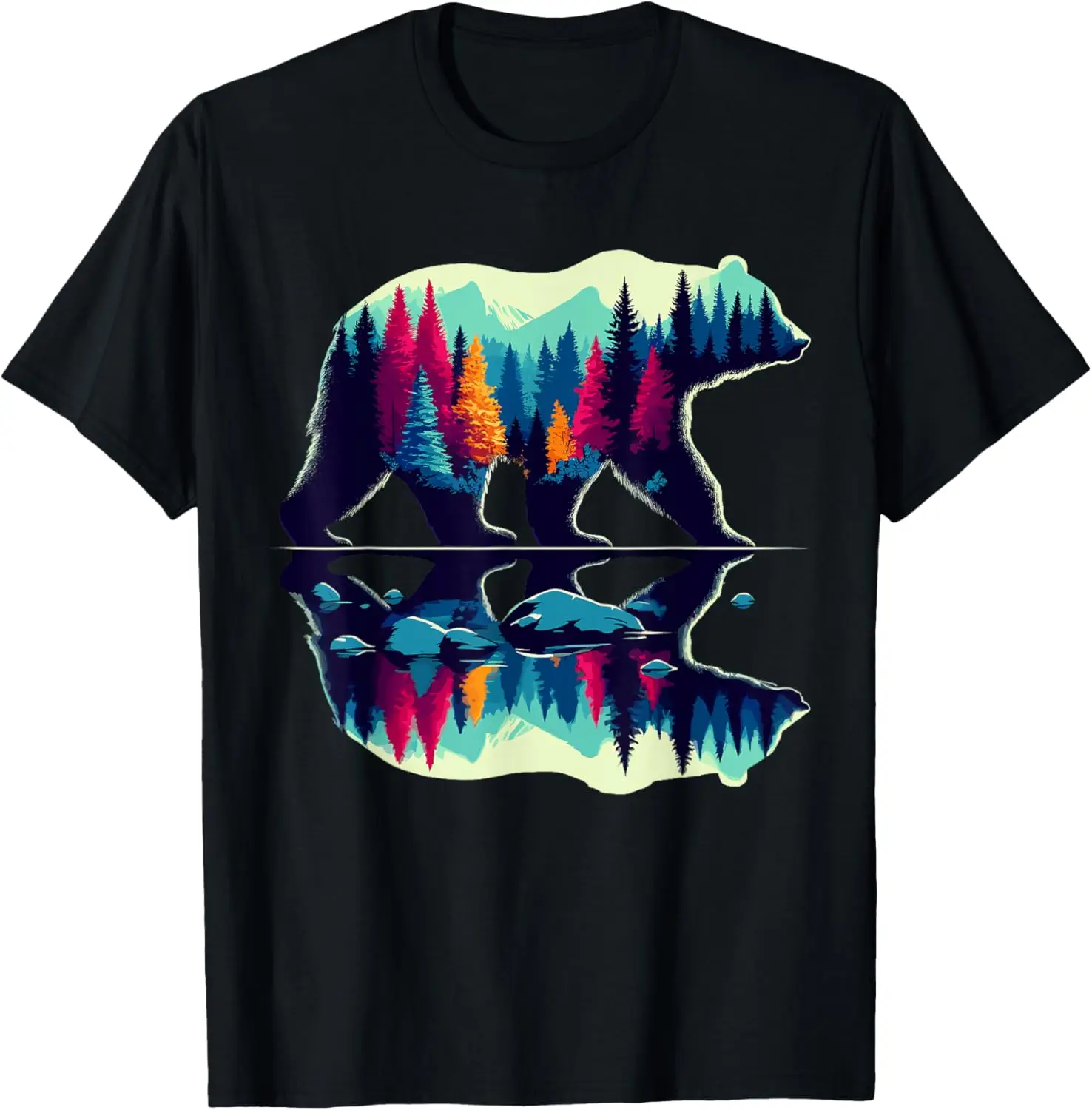 Arbres réflexion faune Nature ours forêt extérieure T-Shirt