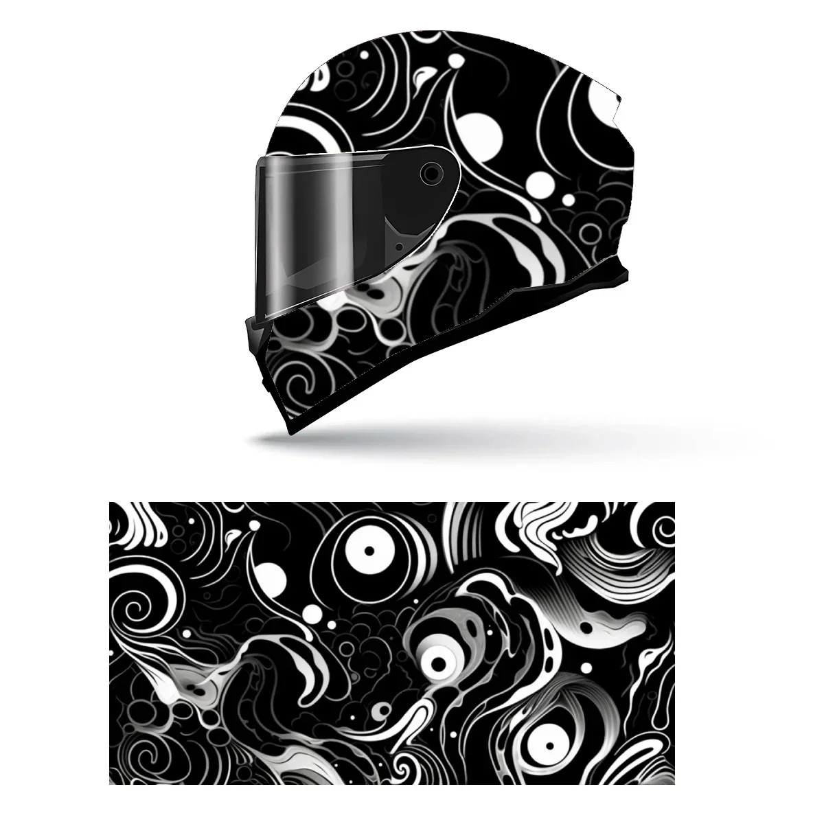 Adesivo de Vinil para Capacete de Motocicleta com Design de Tatuagem de Espirais e Curvas, Gráfico de Corrida, Decalque Decorativo para Capacete