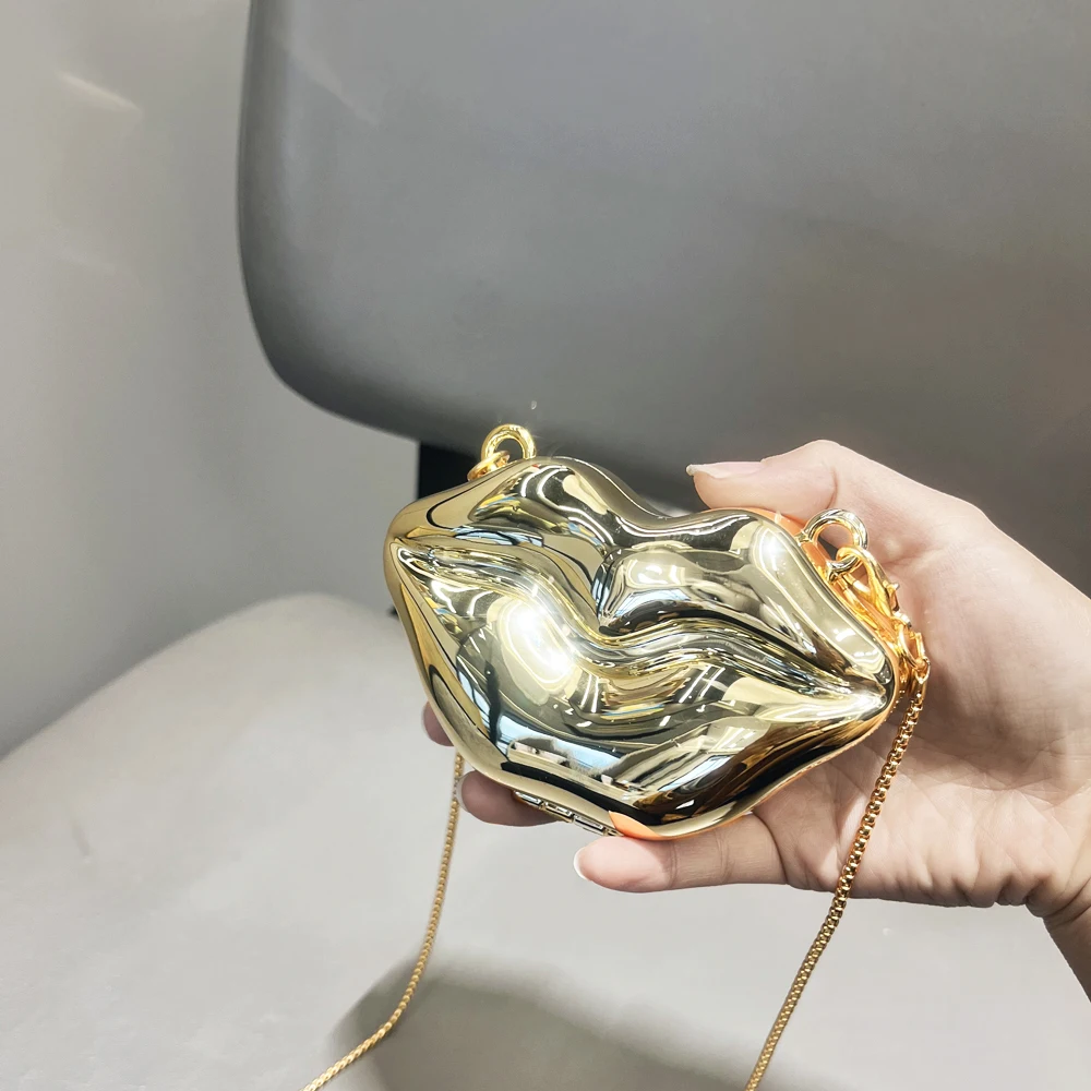 

Golden Mini Bag Evening Bag Purses and Handbag Luxury Designer Shoulder Bags Funny Shape Party Wedding Shiny Clutch Purse