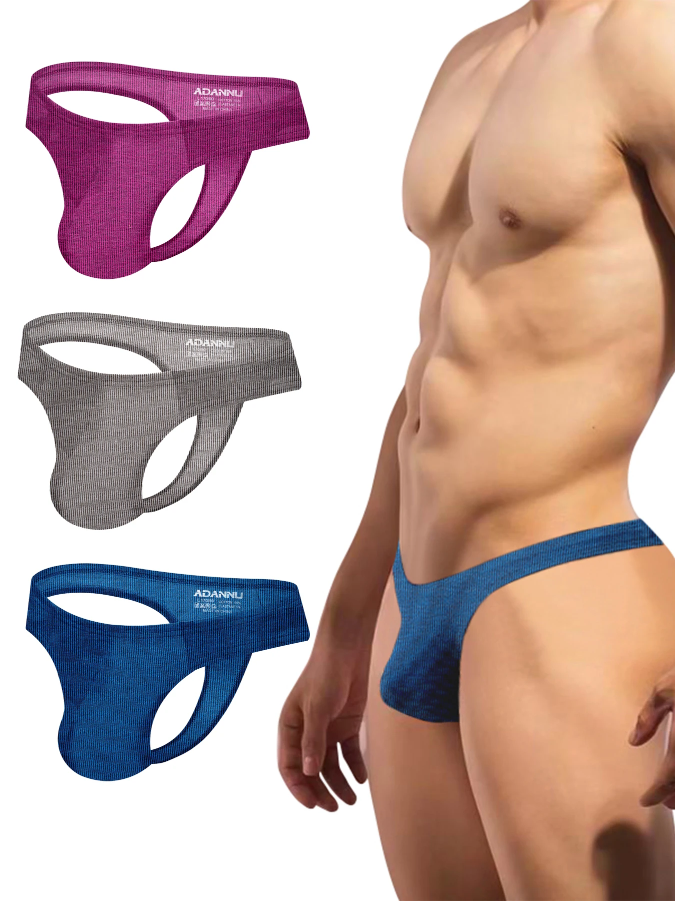 

3pcs-Men's Low-Rise Bikini Briefs | Cotton Breathable, Comfortable No-Waistband, for Sensual & Sport Wear.