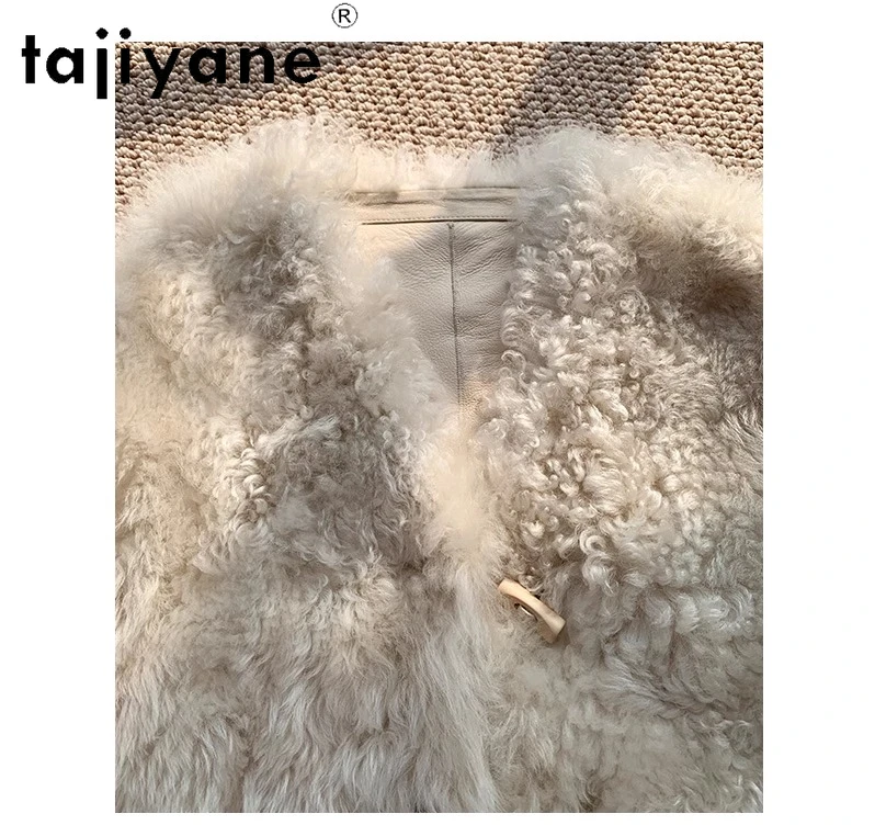 TAJIYANE 100% توسكانا صوف الغنم مزدوج الوجه الفراء سترة امرأة فاخرة الخامس الرقبة معطف الفرو الحقيقي النساء الملابس الشتوية 2025 schuba