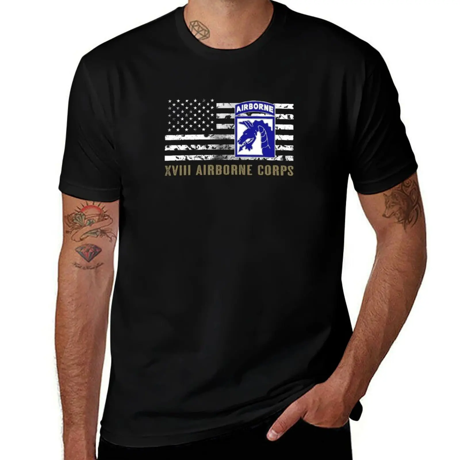 XVIII Airborne Corps T-Shirt Large Size Loose Casual Tee T-Shirt