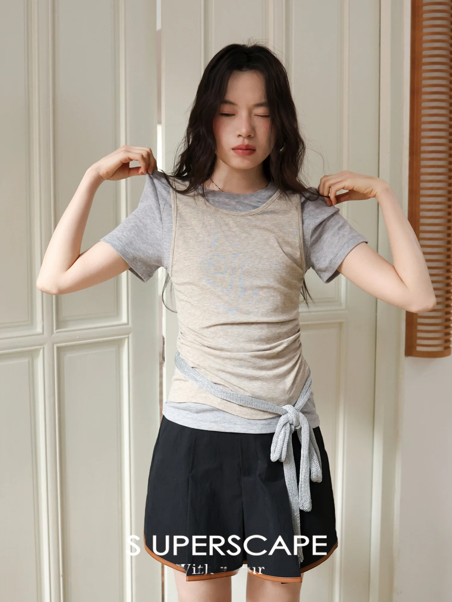 

Superb Blend Merino Wool Mixed ort Sve T-irt Breathable Soft Slimming Illusion Super Scape Commute Sle round Ne Re...