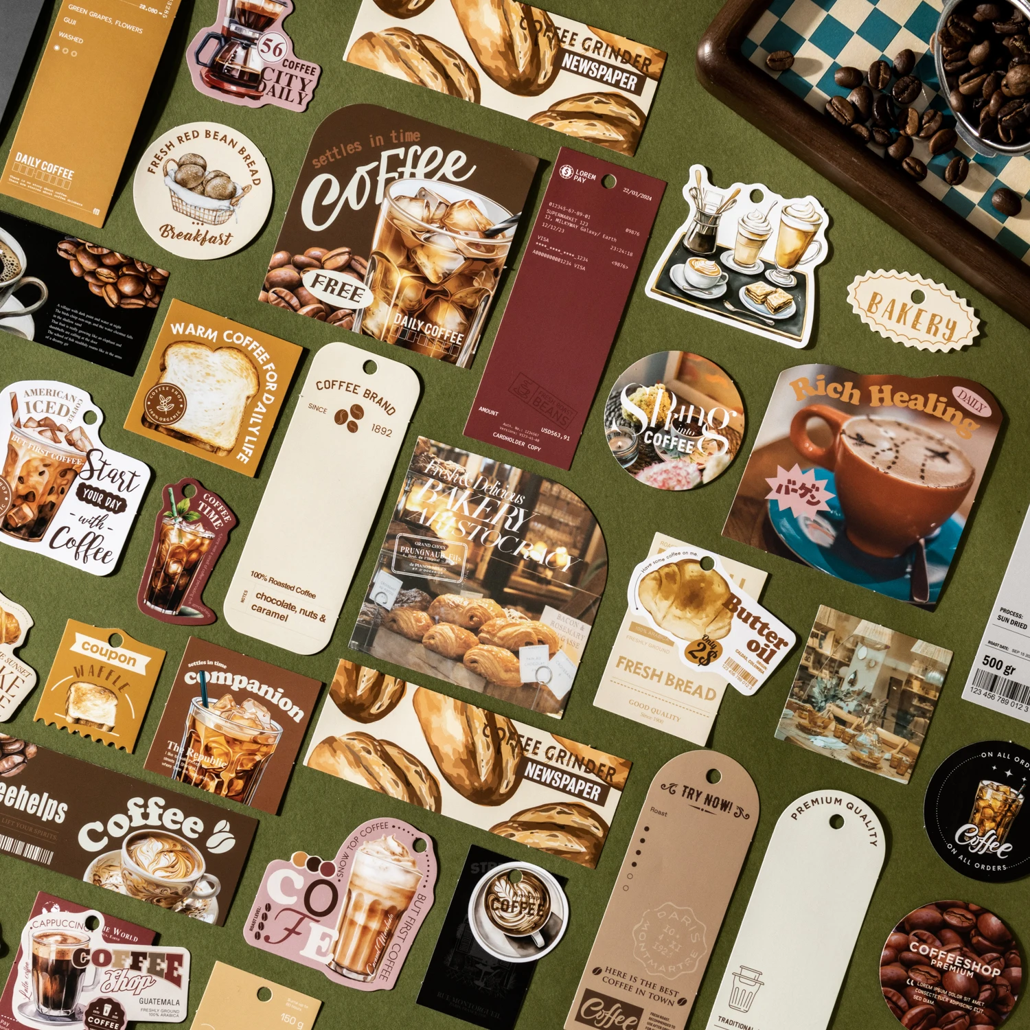 افتح سلسلة مقهى خمر مقهى التسمية المشهد ملصق الإبداعية DIY مجلة المواد الكولاج سجل القصاصات القرطاسية