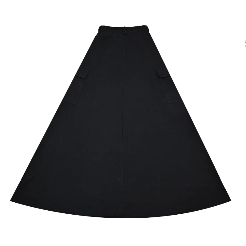 Lady Clothes Black Maxi Skirt Waisted Skirt Jersey Combed Cotton Spandex Teens Girls Skirts High Stretchy Outfit Casual Clothes