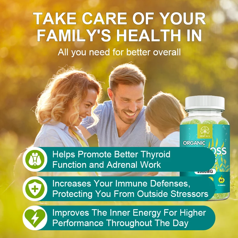 60 قطعة من علكات طحالب البحر الأيرلندية الطبيعية، صمغات نباتية وأرقطيون، تدعم المناعة والجوز والصحة العامة #3