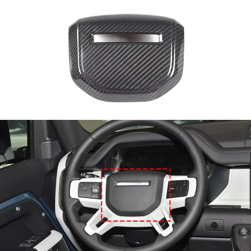 

For Land Rover Real Dry carbon fiber Defender models Steering wheel logo cover decoration interior modification part 2020-2024
