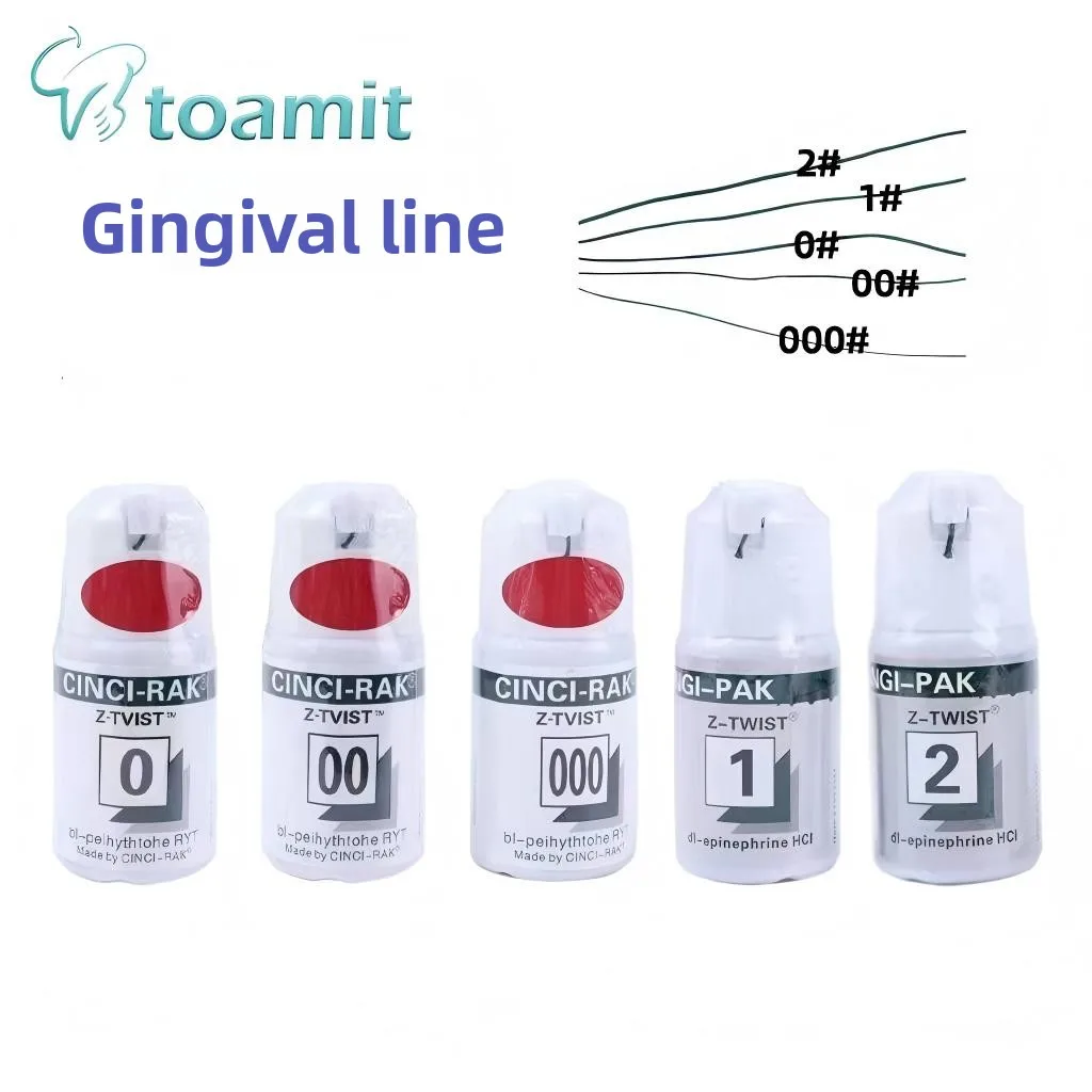 

5 PCS Dental Gingival Retraction Cord, 274cm Disposable Knitted Cotton Thread for Gum Management, Size 0/00/000/1/2 by Denspay