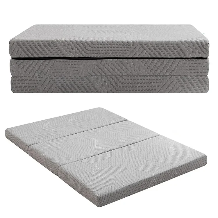 2026Customizable Portable Tri-fold Gel Memory Foam Mattress Topper Comfortable Folding Bed with Washable Cover