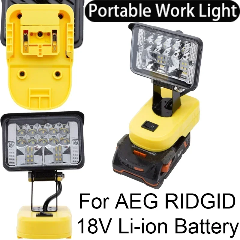 

Portable LED Work Light for AEG RIDGID 18V Li-ion Battery LED Tool Travel Light with USB and Type-c Interface