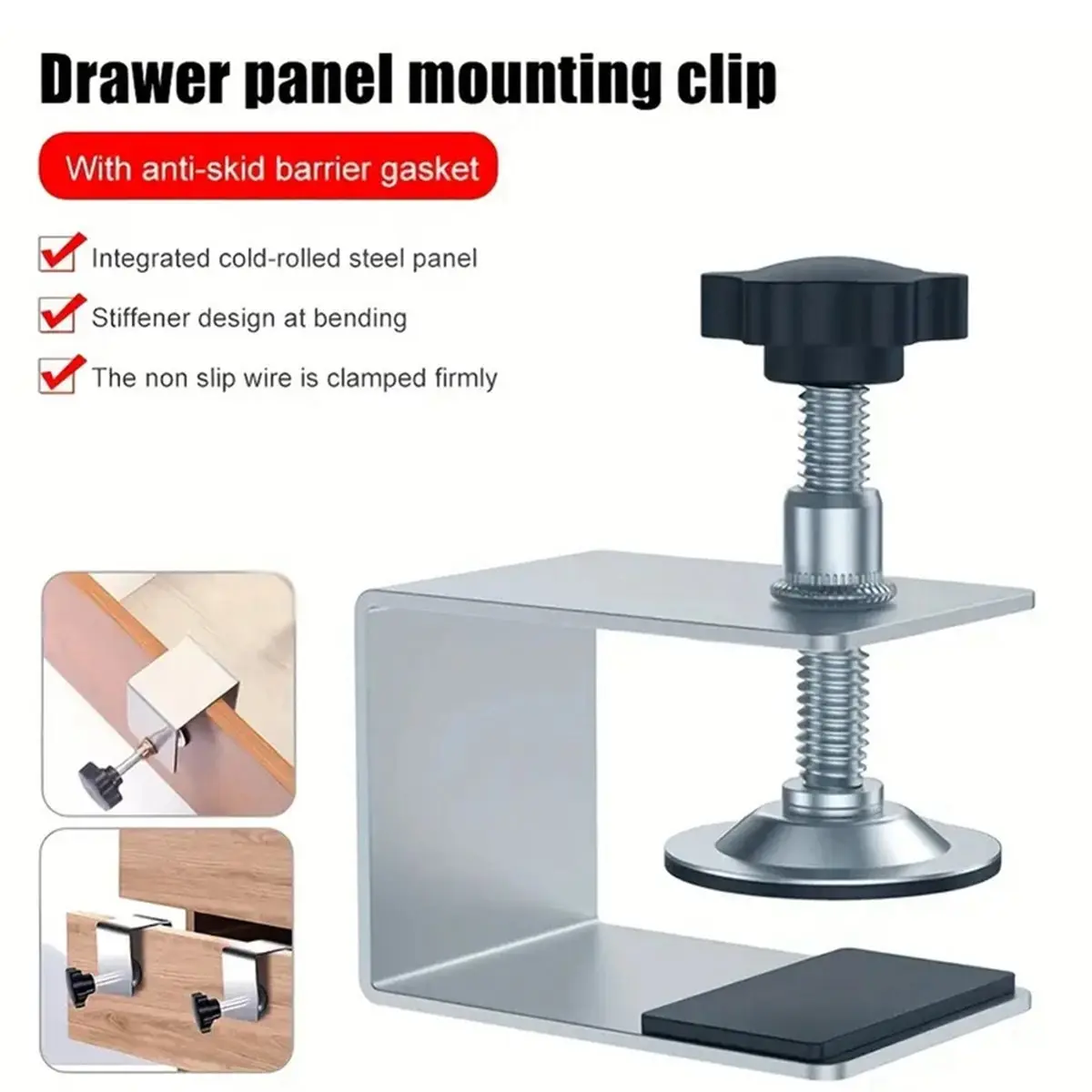STOCK-Woodworking C Clamps Set, Cabinet Jig Drawer Fixing Clip, Door Handle Installation Tool for Front Knobs and Pulls 6Pcs