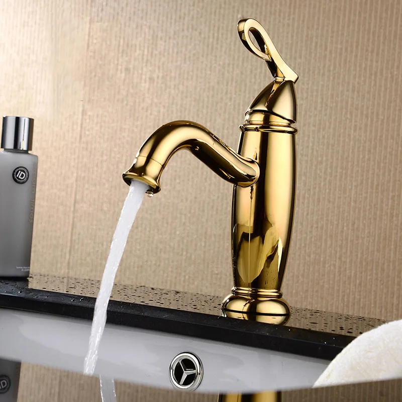 

European Style Copper Faucet Bathroom Basin Faucet Bathroom Hot and Cold Water Basin Faucet Gold and Antique Color Faucet