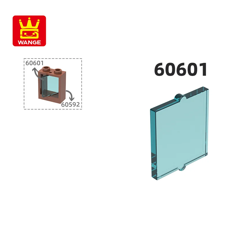 Wange 60601 100g/322PCS Glass for Window 1x2x2 Flat Block Moc Compatible with Brick DIY Children's Toy Assembly Par