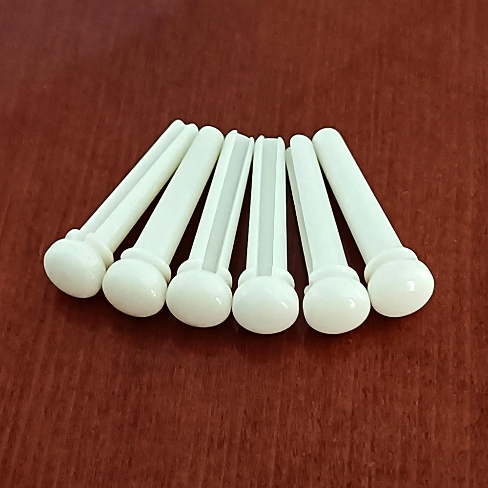 6pcs Real Bone Acoustic Guitar Bridge Pins Pure Bone Bridge Pin with Brass Circle for Folk Guitar Replacement Accessories
