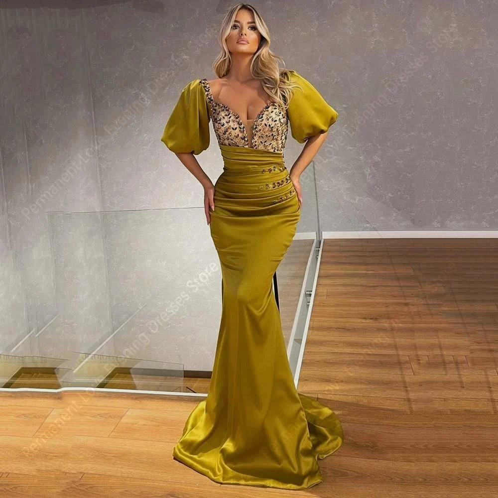 

2026 Off Shoulder Women Evening Dresses Sweetheart Collar Short Sleeves Mermaid Prom Gowns Banquet Vestidos De Noche Customized