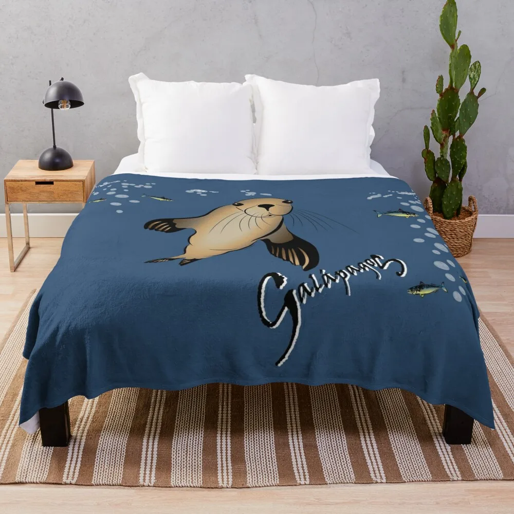 

Galapagos Sea lion and bubbles Throw Blanket Luxury Nap Picnic Blankets