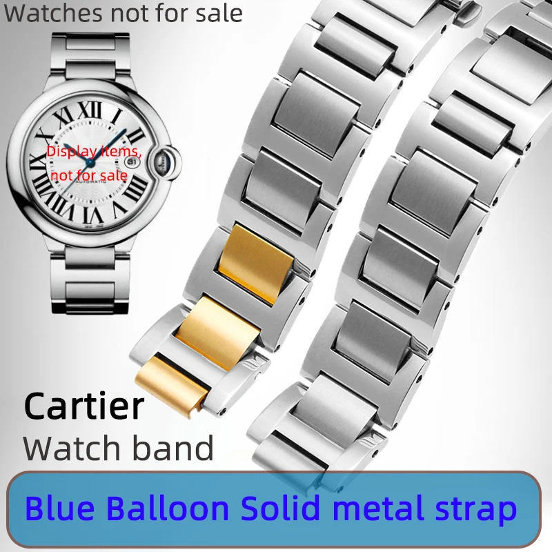 Solid steel watch strap for Cartier Blue Balloon metal strap convex interface steel watch chain men and women 14/16/18/20/22mm