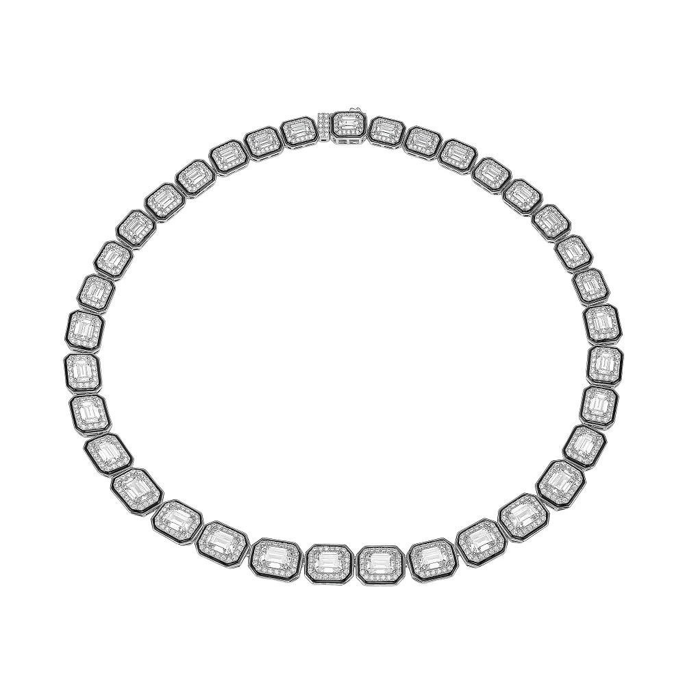 

CUMEE Fashion White High Fire Color High Carbon Diamond Chain Necklace for Women 925 Silver Plated Gold